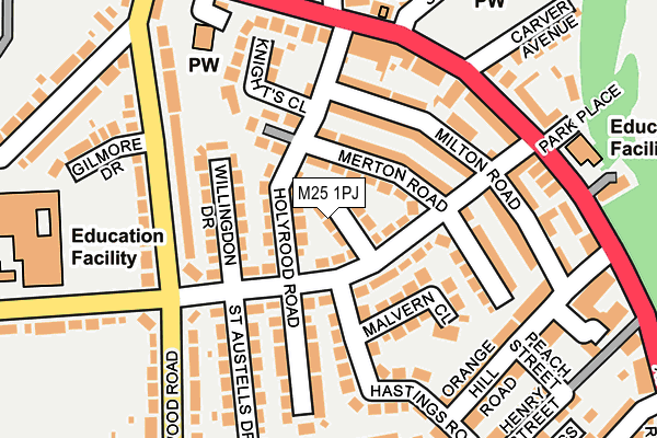 M25 1PJ map - OS OpenMap – Local (Ordnance Survey)