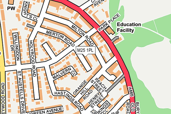 M25 1PL map - OS OpenMap – Local (Ordnance Survey)