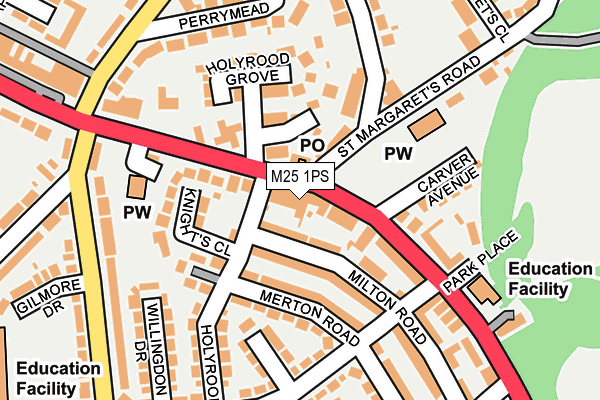 M25 1PS map - OS OpenMap – Local (Ordnance Survey)