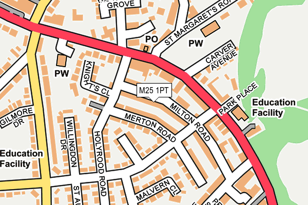 M25 1PT map - OS OpenMap – Local (Ordnance Survey)