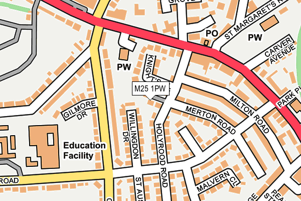 M25 1PW map - OS OpenMap – Local (Ordnance Survey)