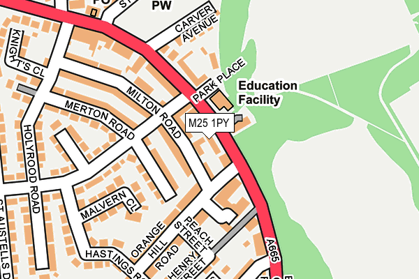 M25 1PY map - OS OpenMap – Local (Ordnance Survey)