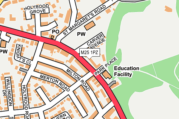 M25 1PZ map - OS OpenMap – Local (Ordnance Survey)