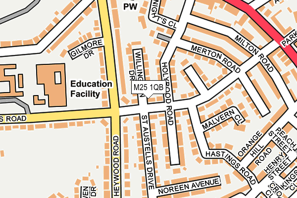 M25 1QB map - OS OpenMap – Local (Ordnance Survey)