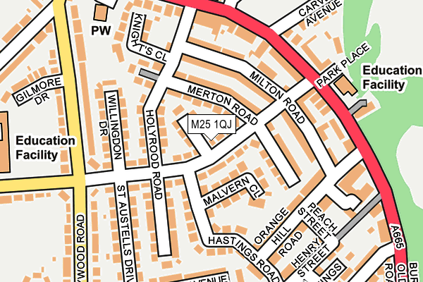 M25 1QJ map - OS OpenMap – Local (Ordnance Survey)