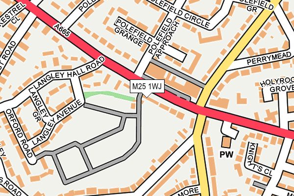 M25 1WJ map - OS OpenMap – Local (Ordnance Survey)