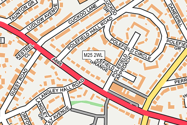 M25 2WL map - OS OpenMap – Local (Ordnance Survey)