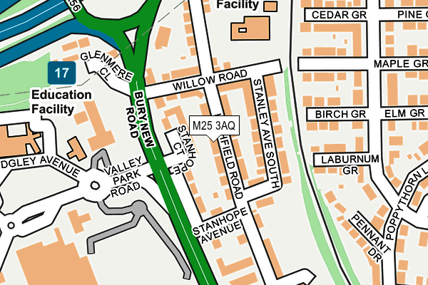 M25 3AQ map - OS OpenMap – Local (Ordnance Survey)