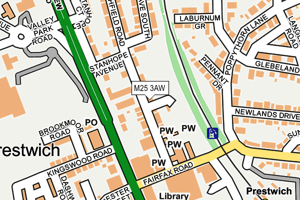 M25 3AW map - OS OpenMap – Local (Ordnance Survey)