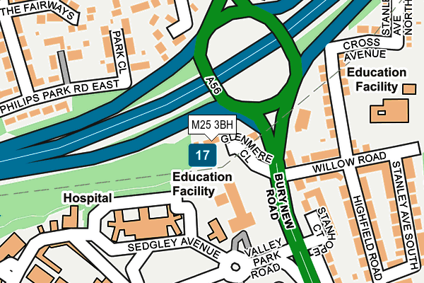 M25 3BH map - OS OpenMap – Local (Ordnance Survey)