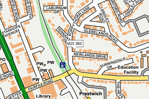 M25 3BS map - OS OpenMap – Local (Ordnance Survey)