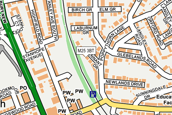 M25 3BT map - OS OpenMap – Local (Ordnance Survey)