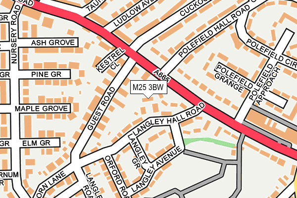 M25 3BW map - OS OpenMap – Local (Ordnance Survey)