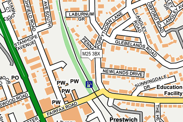 M25 3BX map - OS OpenMap – Local (Ordnance Survey)