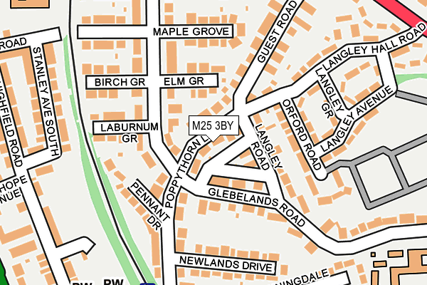 M25 3BY map - OS OpenMap – Local (Ordnance Survey)