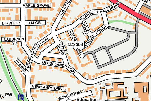 M25 3DB map - OS OpenMap – Local (Ordnance Survey)
