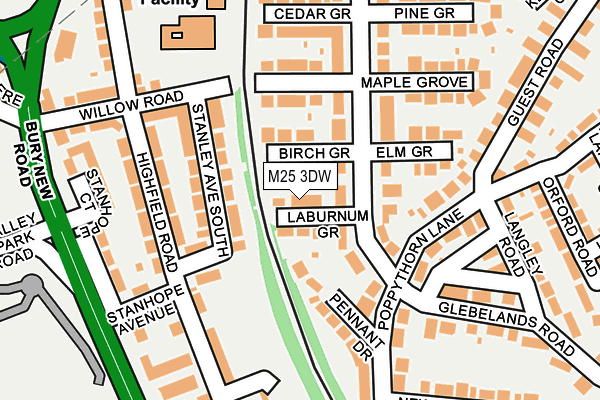 M25 3DW map - OS OpenMap – Local (Ordnance Survey)