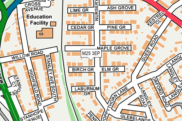 M25 3EP map - OS OpenMap – Local (Ordnance Survey)