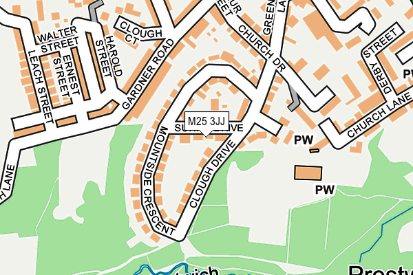 M25 3JJ map - OS OpenMap – Local (Ordnance Survey)