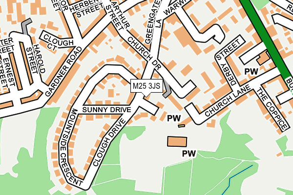 M25 3JS map - OS OpenMap – Local (Ordnance Survey)