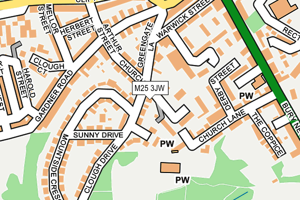 M25 3JW map - OS OpenMap – Local (Ordnance Survey)