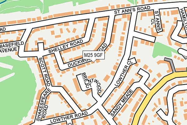 M25 9GF map - OS OpenMap – Local (Ordnance Survey)