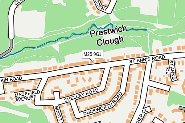 M25 9GJ map - OS OpenMap – Local (Ordnance Survey)