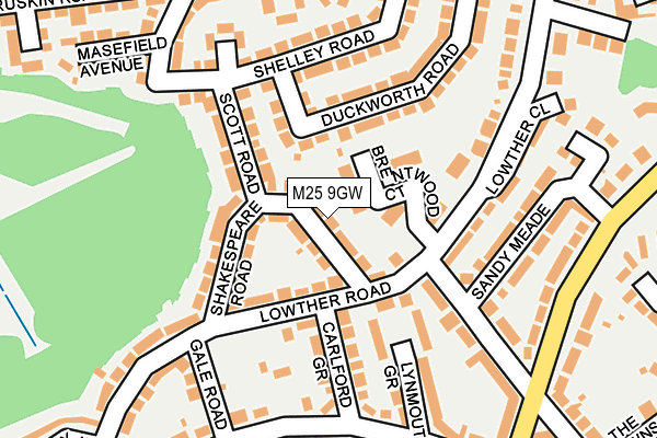 M25 9GW map - OS OpenMap – Local (Ordnance Survey)