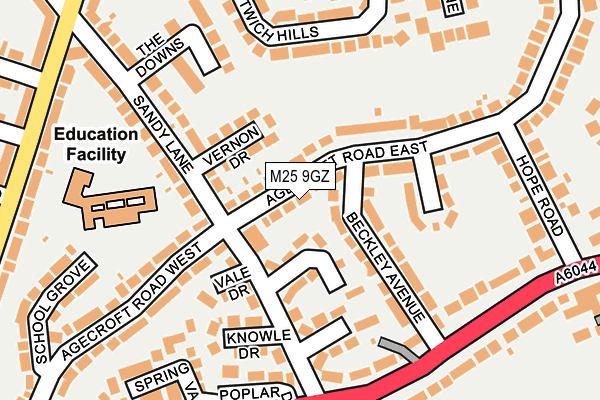 M25 9GZ map - OS OpenMap – Local (Ordnance Survey)