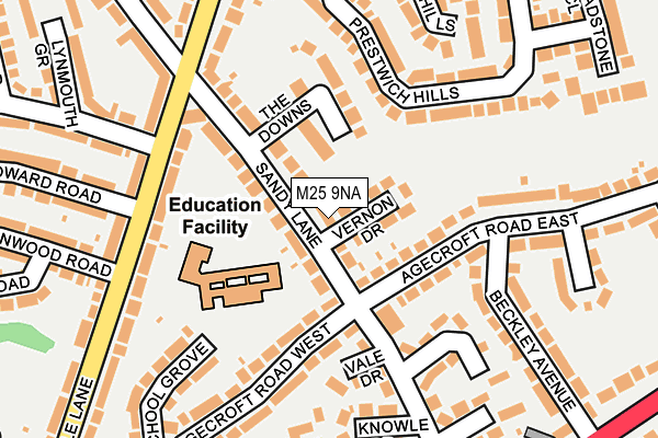 M25 9NA map - OS OpenMap – Local (Ordnance Survey)