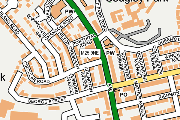 M25 9NE map - OS OpenMap – Local (Ordnance Survey)