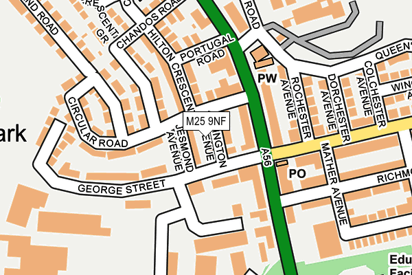 M25 9NF map - OS OpenMap – Local (Ordnance Survey)