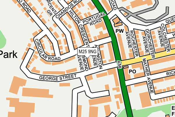 M25 9NG map - OS OpenMap – Local (Ordnance Survey)