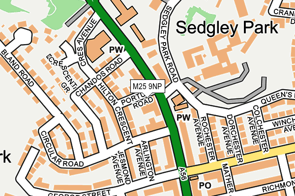 M25 9NP map - OS OpenMap – Local (Ordnance Survey)