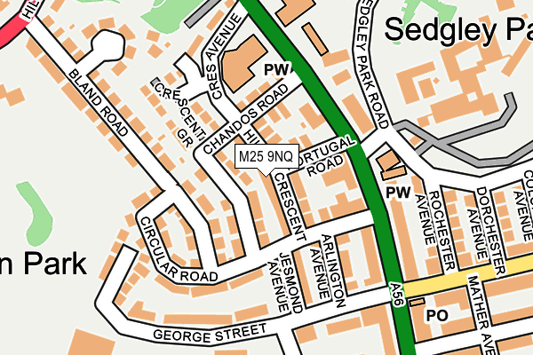 M25 9NQ map - OS OpenMap – Local (Ordnance Survey)