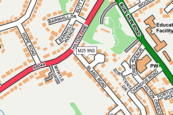 M25 9NS map - OS OpenMap – Local (Ordnance Survey)