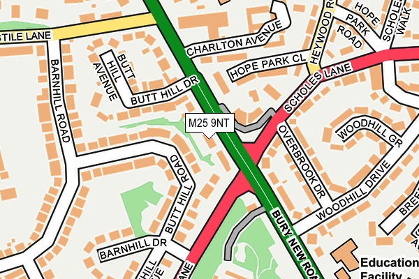 M25 9NT map - OS OpenMap – Local (Ordnance Survey)