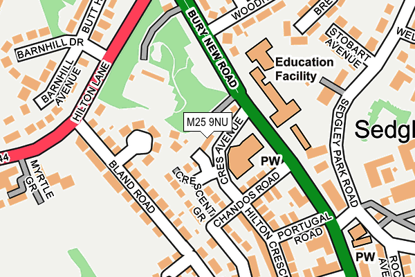 M25 9NU map - OS OpenMap – Local (Ordnance Survey)