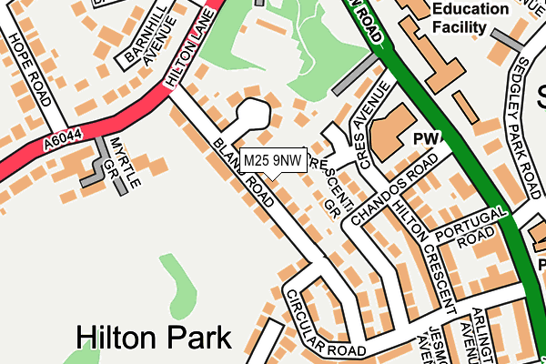 M25 9NW map - OS OpenMap – Local (Ordnance Survey)