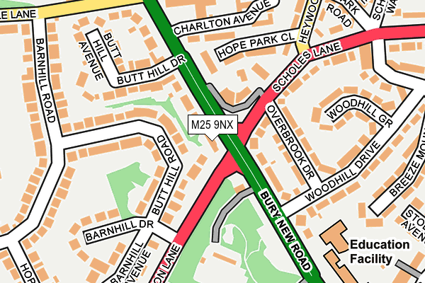 M25 9NX map - OS OpenMap – Local (Ordnance Survey)