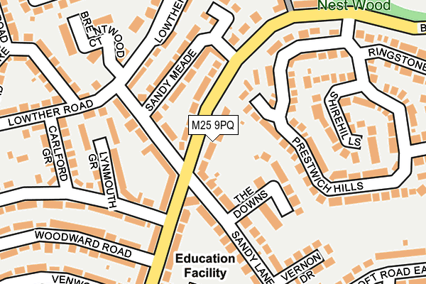 M25 9PQ map - OS OpenMap – Local (Ordnance Survey)