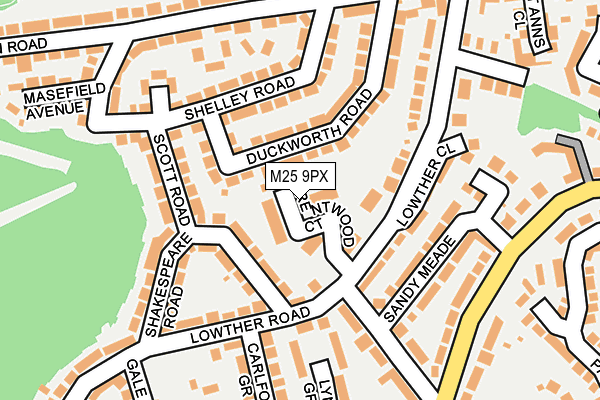 M25 9PX map - OS OpenMap – Local (Ordnance Survey)