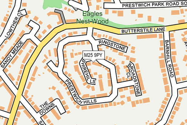 M25 9PY map - OS OpenMap – Local (Ordnance Survey)