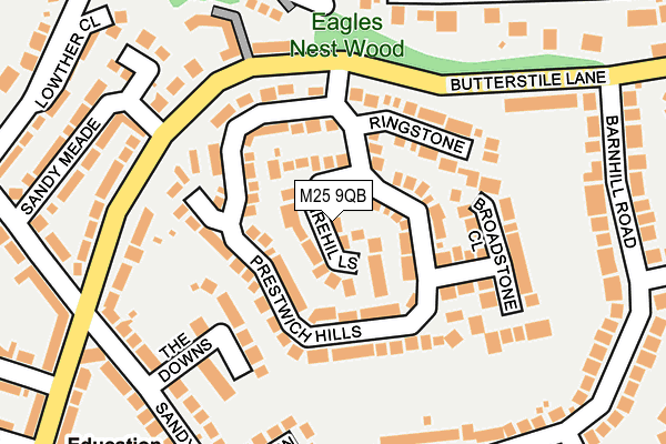 M25 9QB map - OS OpenMap – Local (Ordnance Survey)