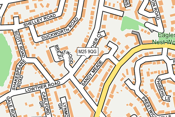 M25 9QG map - OS OpenMap – Local (Ordnance Survey)
