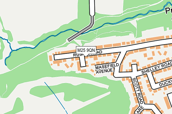 M25 9QN map - OS OpenMap – Local (Ordnance Survey)