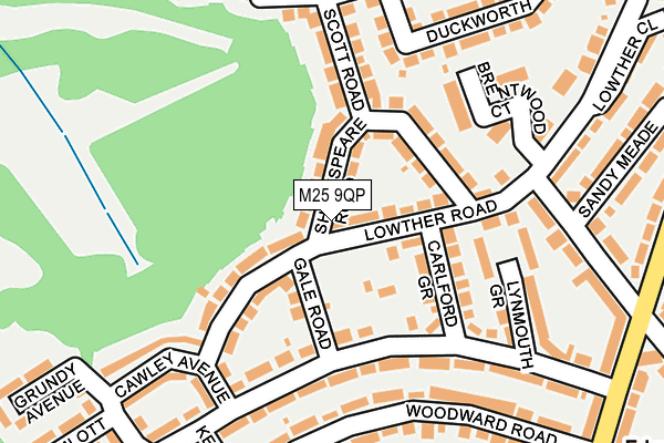 M25 9QP map - OS OpenMap – Local (Ordnance Survey)