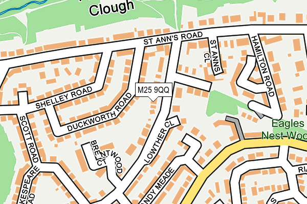 M25 9QQ map - OS OpenMap – Local (Ordnance Survey)