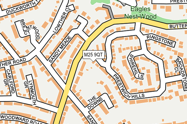M25 9QT map - OS OpenMap – Local (Ordnance Survey)