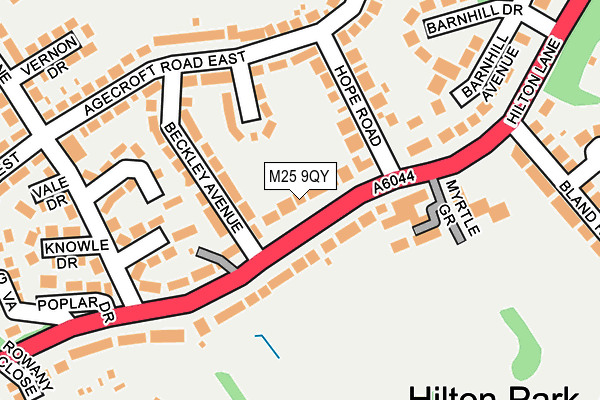 M25 9QY map - OS OpenMap – Local (Ordnance Survey)